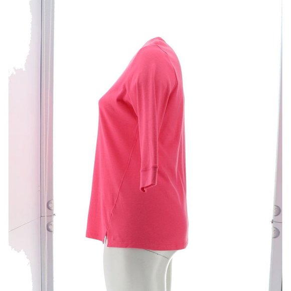 NWT DENIM & CO. ESSENTIALS 3/4 SLEEVE TUNIC PINK XXS - Picture 3 of 12